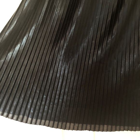 Loft Shimmer Metallic Pleated Skirt- Black - Picture 2 of 5